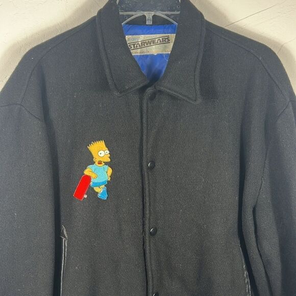 🔥VINTAGE 90's The Simpson's Cast and Crew Wool Varsity Bomber Jacket - RARE!!! - Picture 2 of 10